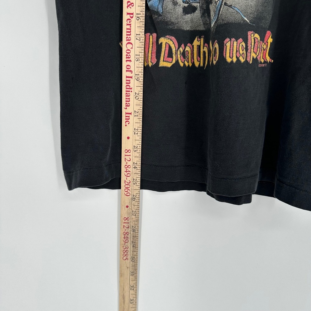Vintage 90s Eagle Vision Till Death Motorcycle Shirt Black M Distressed Single - Picture 7 of 10